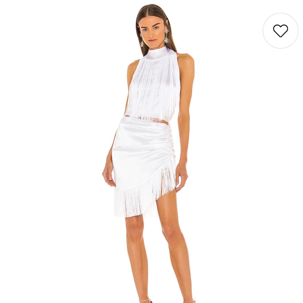Adriana Iglesias x Revolve White Silk fringe set